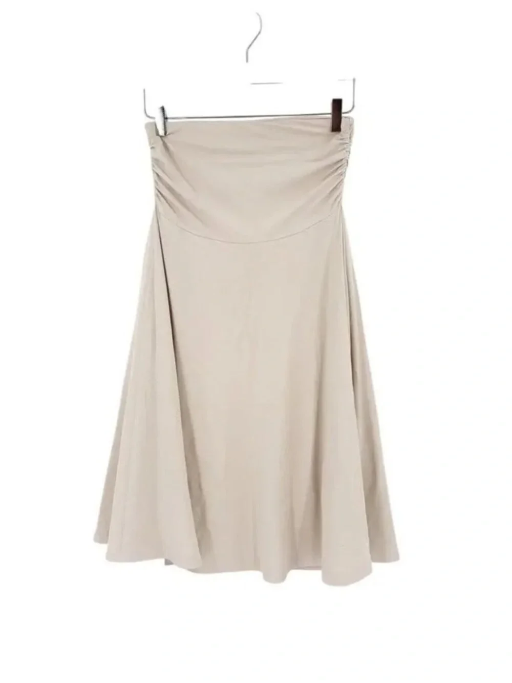 NWT OGL Eco-SkinKiss® Flowy Side Ruched A-line Midi Skirt Fog S